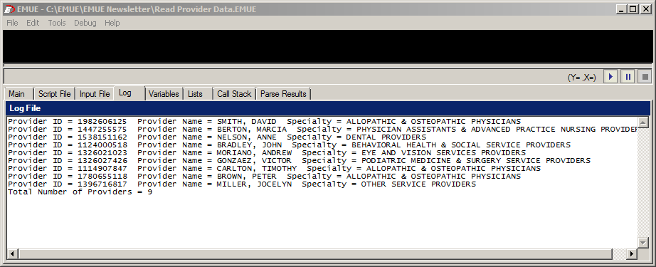 Example1 log